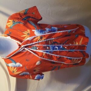 Denimland Floral Hawaiian Front Tie Blouse SZ MD